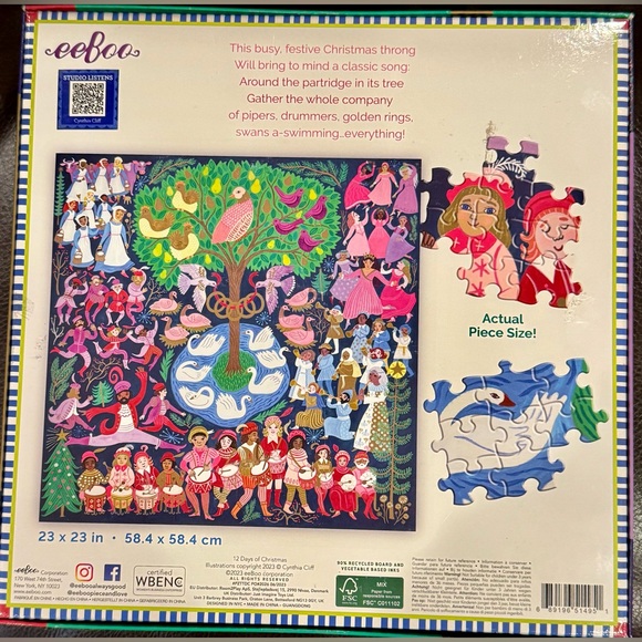 Eeboo 1000 piece jigsaw puzzle - 12 Days of Christmas - no missing pieces - Picture 5 of 6